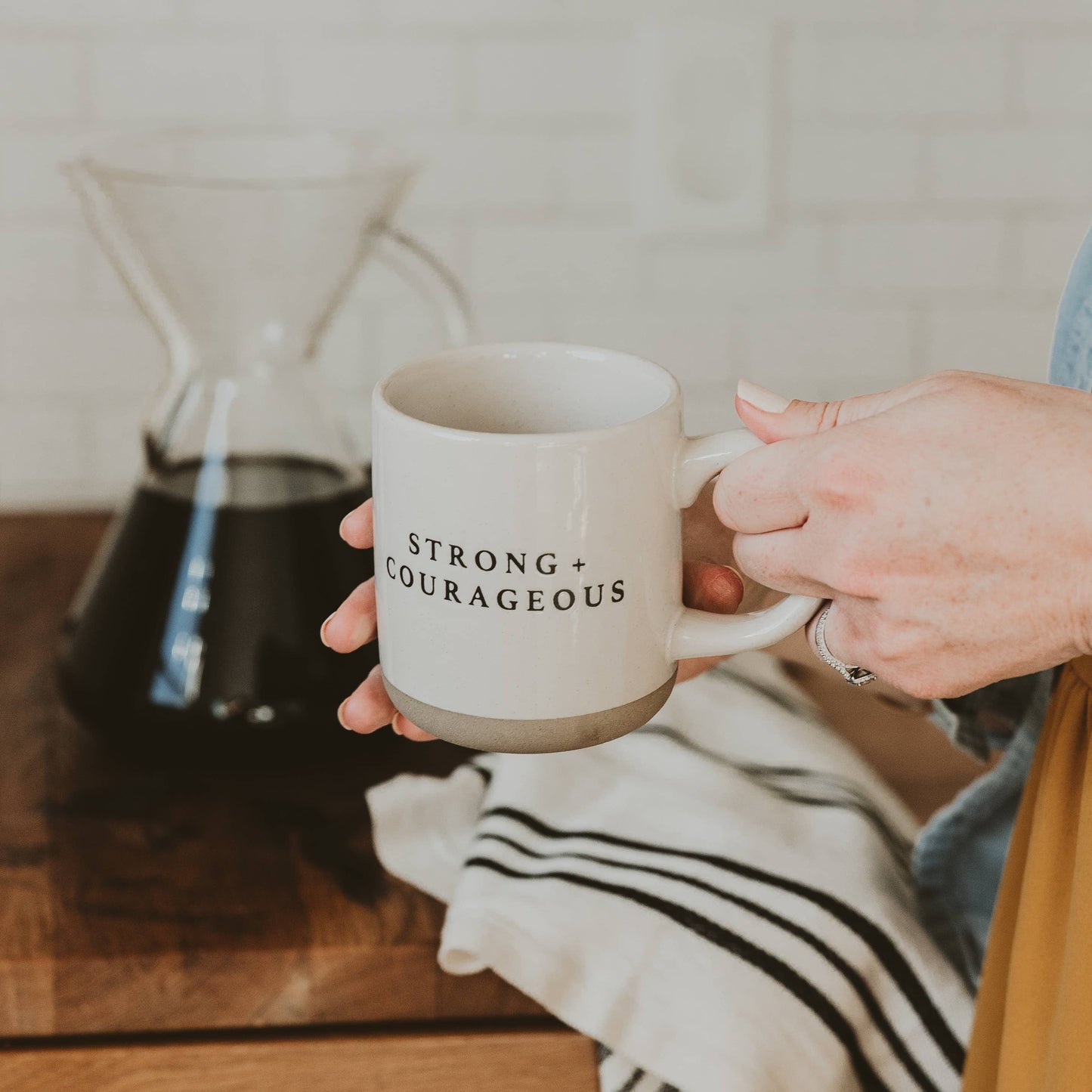 Strong & Courageous Stoneware Coffee Mug -Gifts & Home Decor