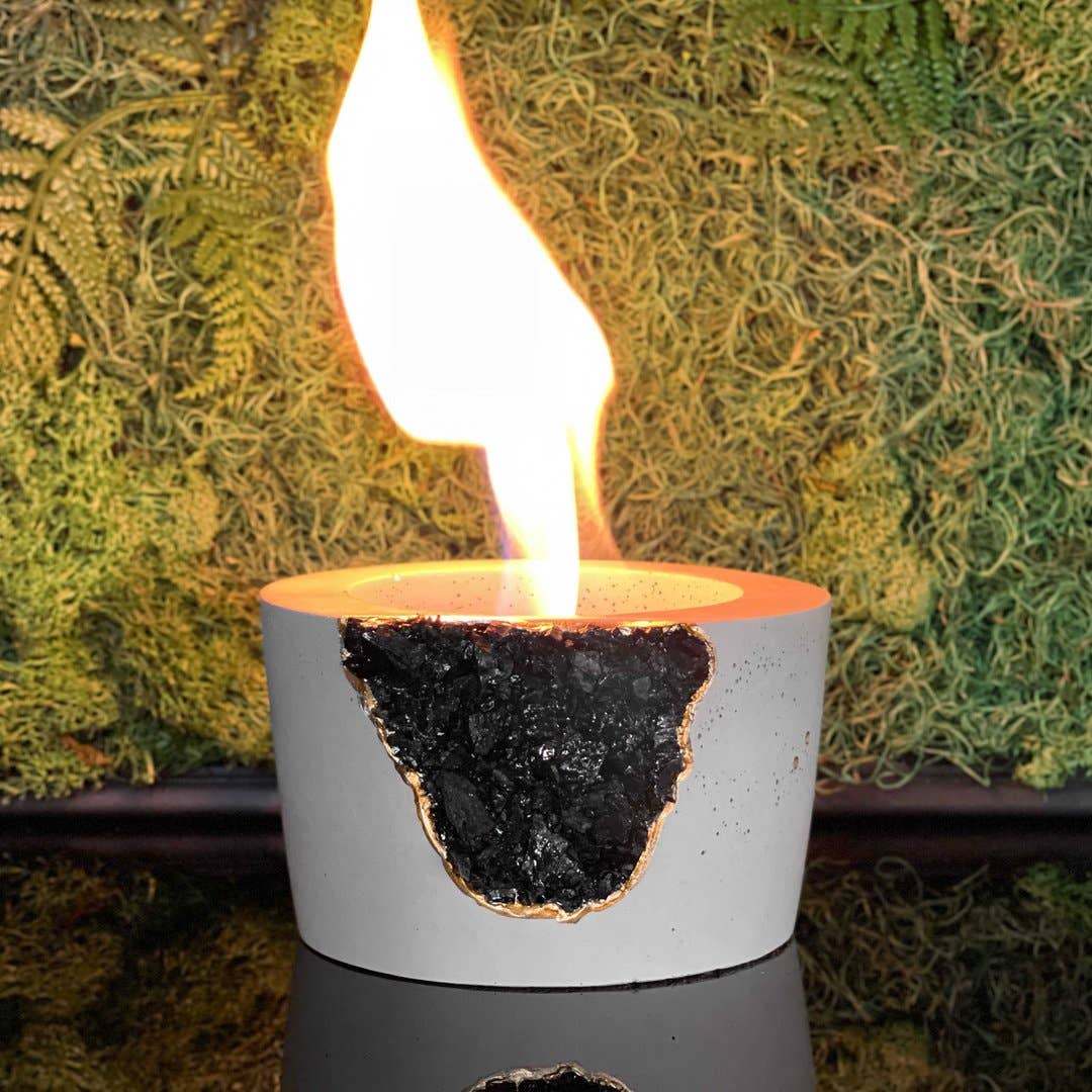 Black Tourmaline Fire Bowl, Tabletop Fire Pit