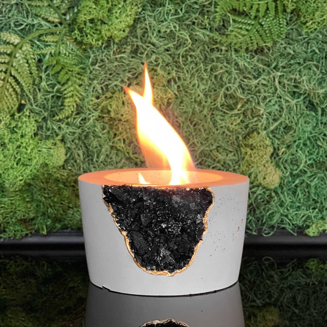 Black Tourmaline Fire Bowl, Tabletop Fire Pit